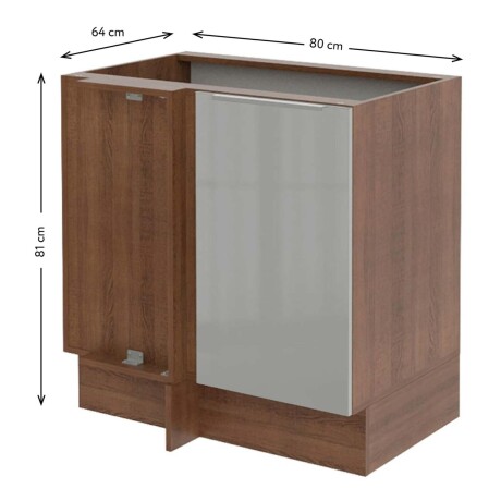 BAJO MESADA ESQUINERO 80 CM MDP-Y-VIDRIO GRIS LUX