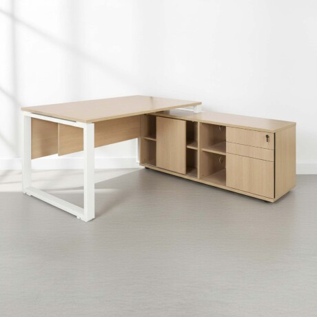 ESCRITORIO ESQUI C/A NATURAL/BEIGE MELAMINA QUADRO 1.80