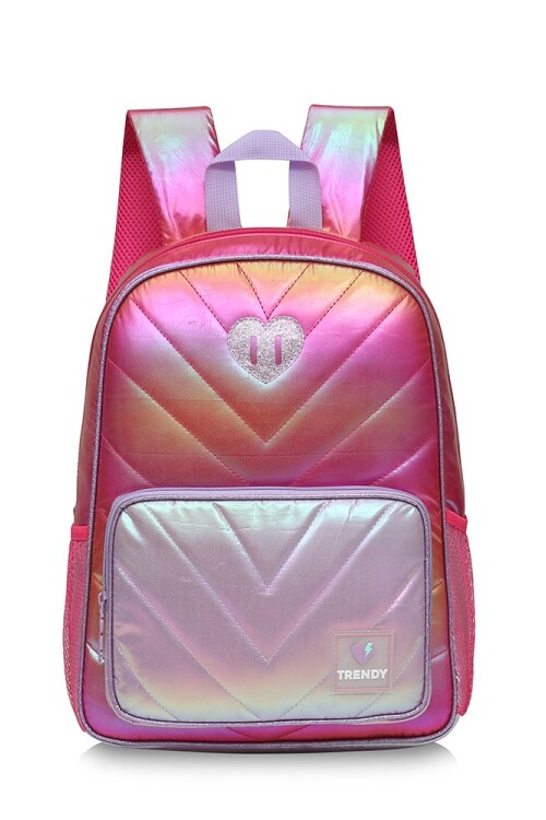 Mochila metalizada puffer Rosa