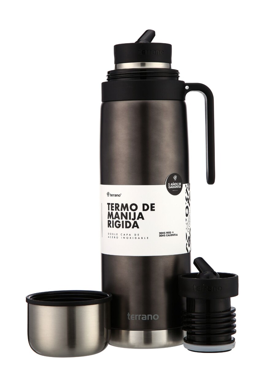 Termo 1Lt. Premium Manija Rigida - Negro Metalizado 