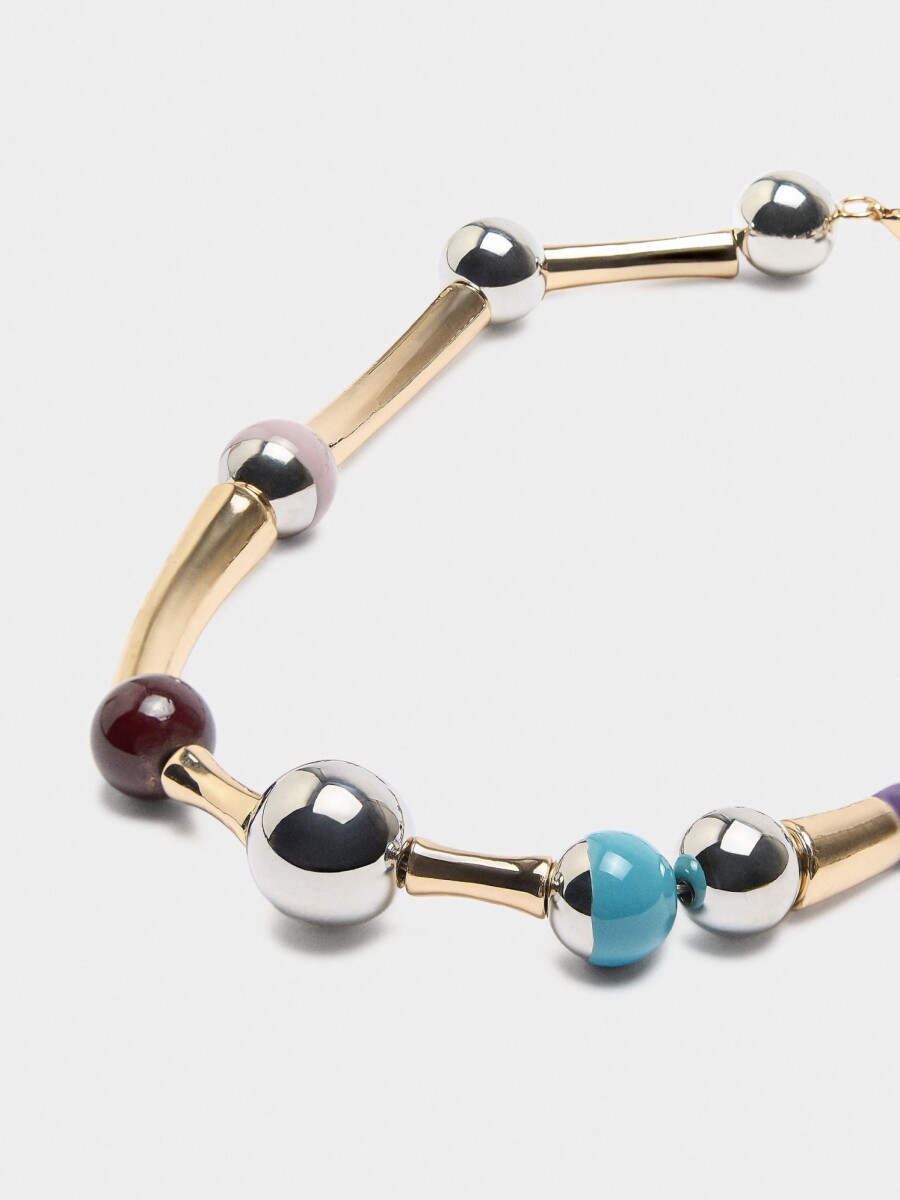 Collar Corto Con Esmalte multicolor