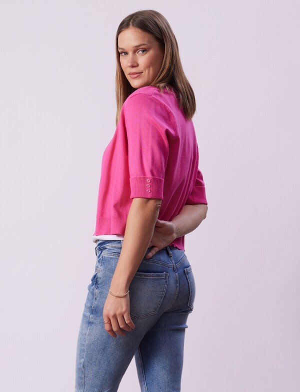 Cardigan Puño Botones FUCSIA