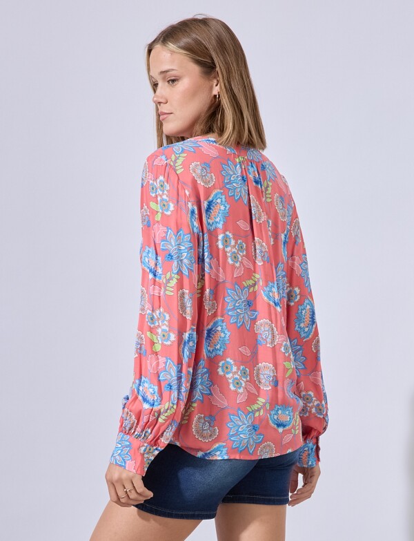 Blusa Puntilla Nudo CORAL/MULTI