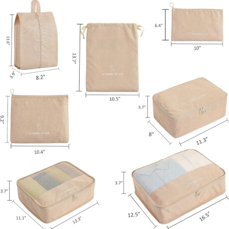 Organizadores para valija Set x7 TO TRAVEL TO LIVE Beige