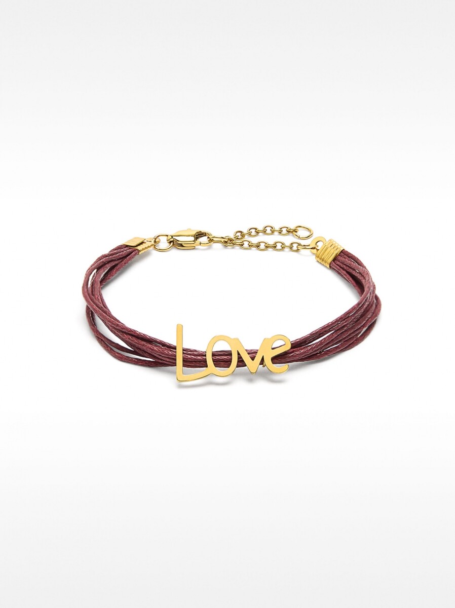 Pulseras Con Cordones Love - Acero Inoxidable - burdeos 