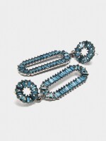 Pendientes Maxi Alargados De Cristales azul