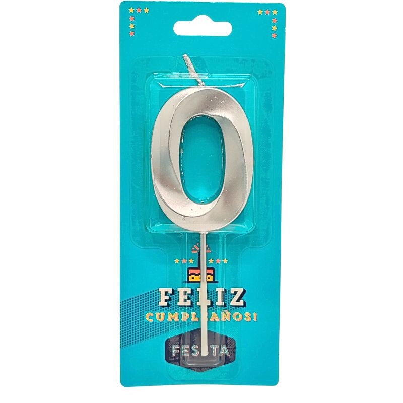 Vela Número 3D Grande Plateada CERO