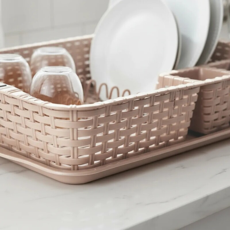 Escurridor de vajilla simil ratán BEIGE