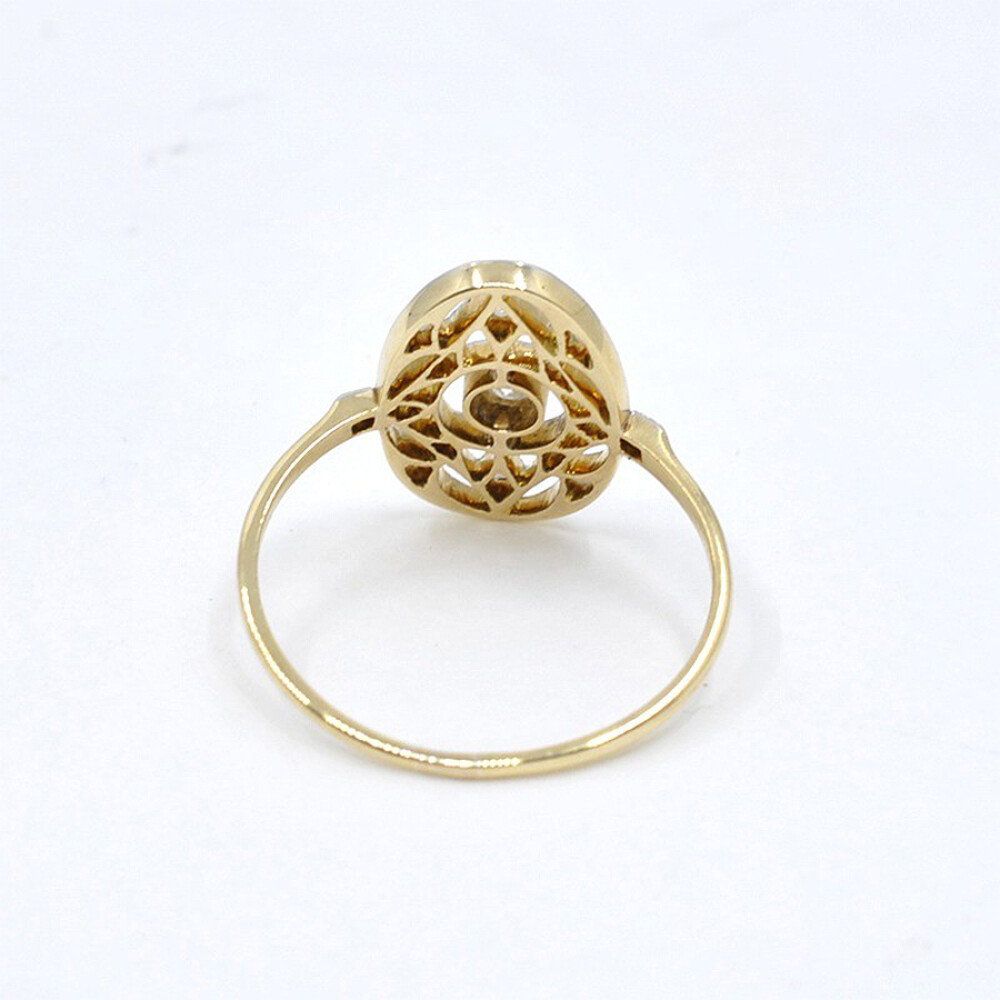 Anillo Antiguo En Oro 18K, Brillantes Y Diamantes Anillo Antiguo En Oro 18K, Brillantes Y Diamantes