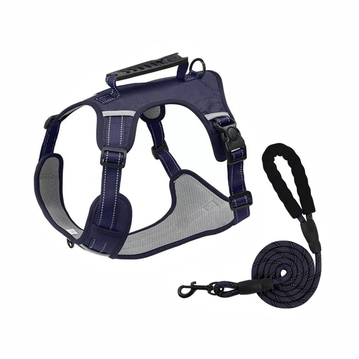 Arnés Y Correa P/Mascota Ajustable Tela Oxford Resistente - Azul Marino 