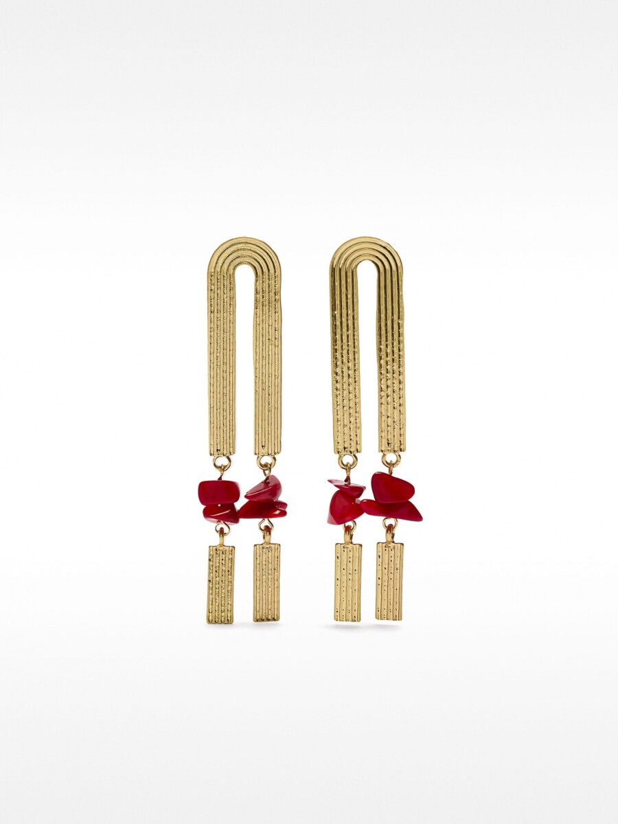 Pendientes Largos Maxi Con Piedras rojo
