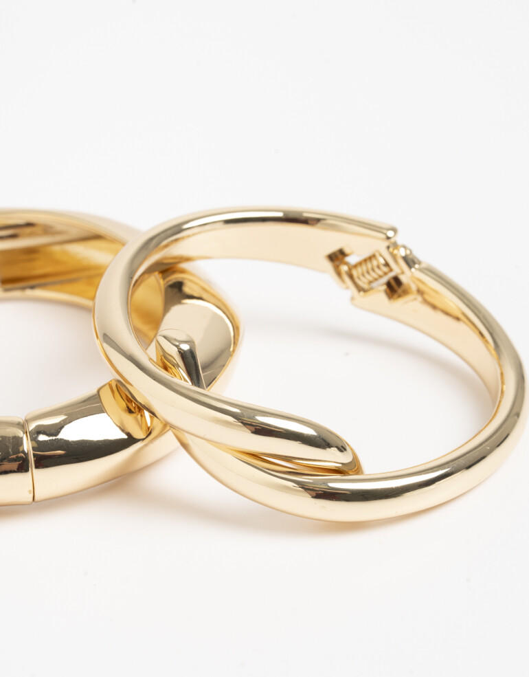 Pulseras Rígidas Sets Metal Set De Brazaletes Dorados - Dorado