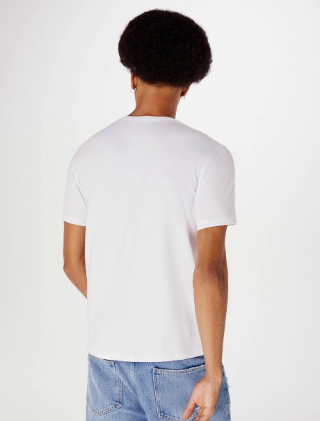 CAMISETA BÁSICA SUPER COTTON CUELLO EN V BLANCO