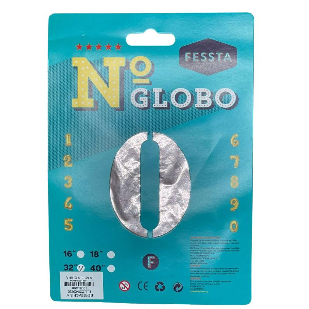 Globo Fessta Número 40 Pulgadas Plateado - CERO 