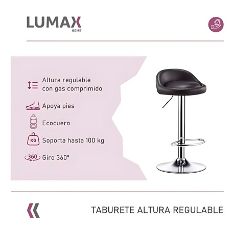 Taburete con Altura Regulable Respaldo Apoyapies Ecocuero Negro