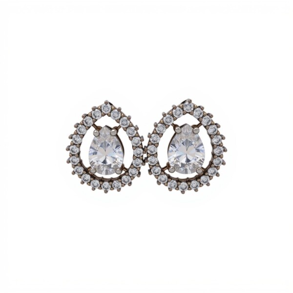 Caravanas Gotas-Plata 925-Piedra Zirconia-CA3007 conpiedra