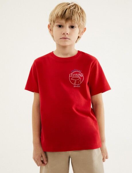 CAMISETA BÁSICA CON ESTAMPA ROJO