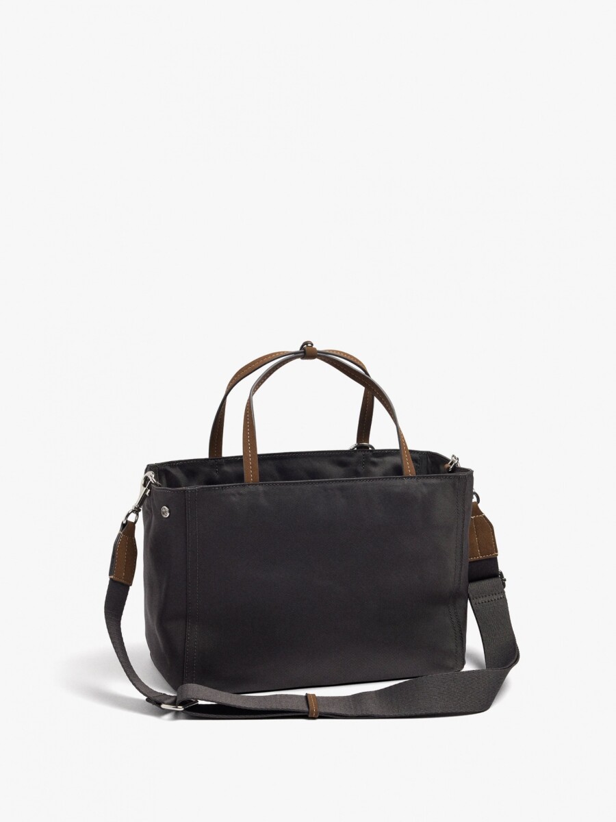 Bolso Tote De Nylon Con Colgante gris