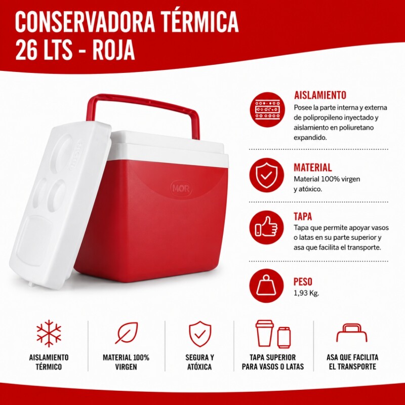 Conservadora térmica 26 lts ROJO