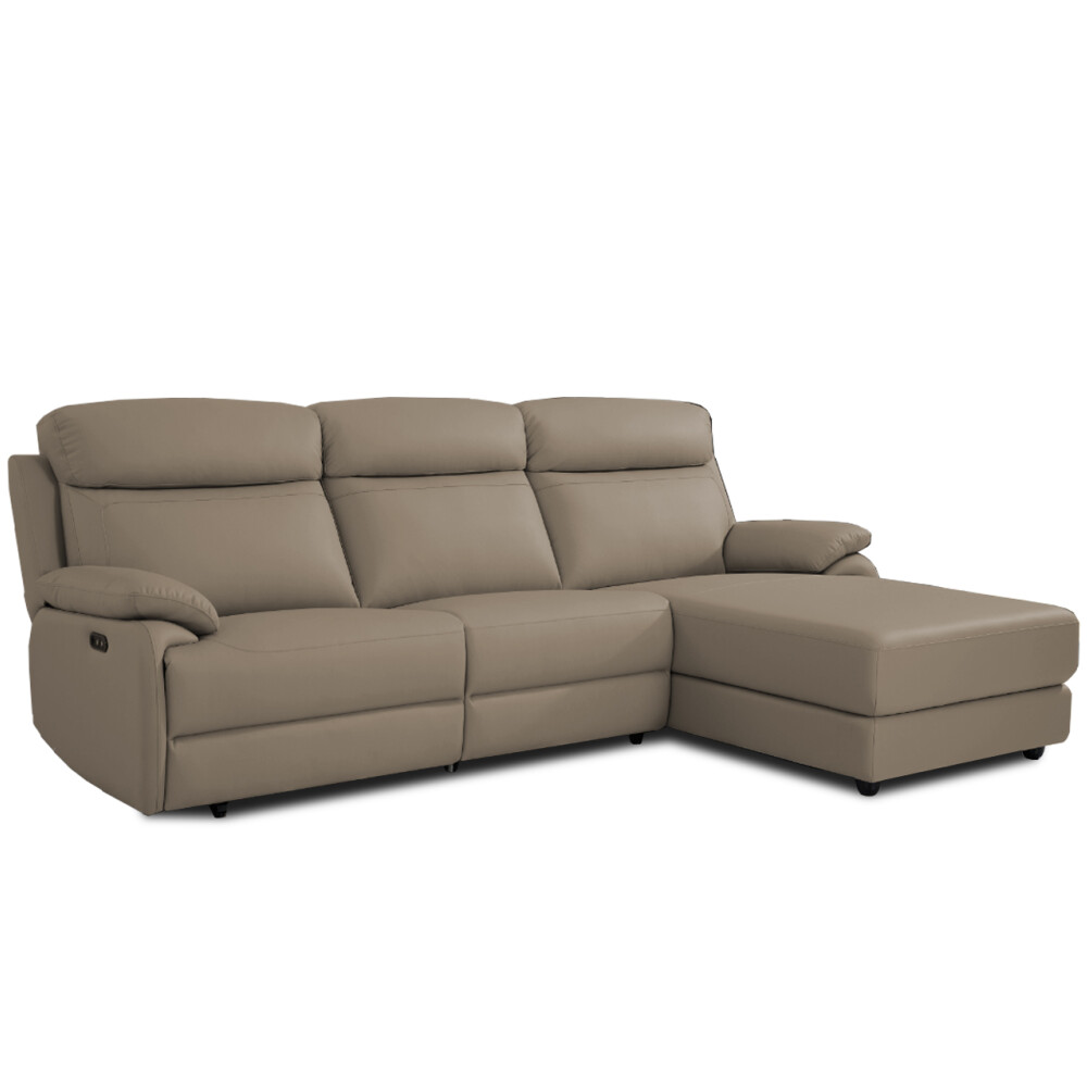 Sofá con chaise - Reclinable - Retráctil con sistema eléctrico - Línea en Cuero Genuino Sofá con chaise - Reclinable - Retráctil con sistema eléctrico - Línea en Cuero Genuino