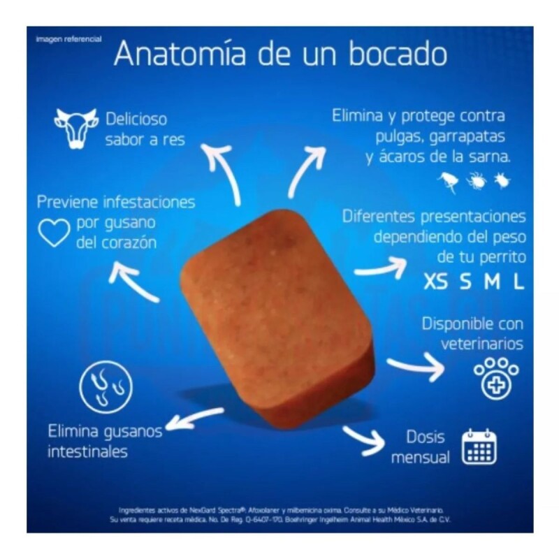 NEXGARD SPECTRA X 3 COMPRIMIDOS ANTIPARASITORIO INTERNO Y EXTERNO DE 15,1 A 30 KG