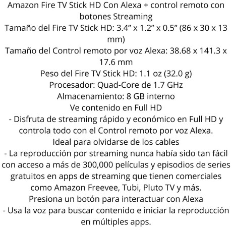 Amazon Fire TV Stick HD Alexa V01
