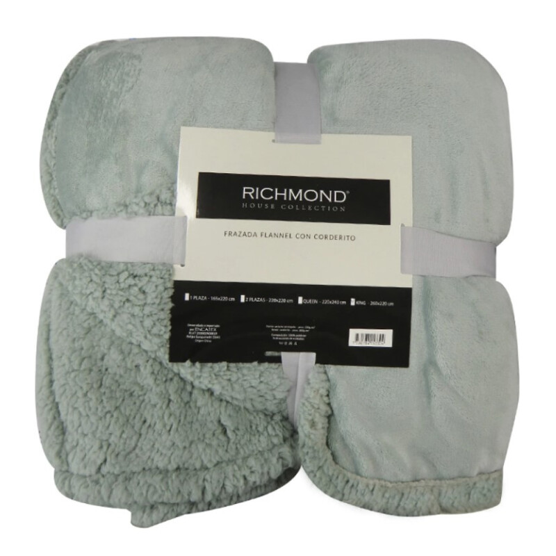Frazada Flannel con Corderito Queen Size HOME CLASS 220 x 260 cm MENTA