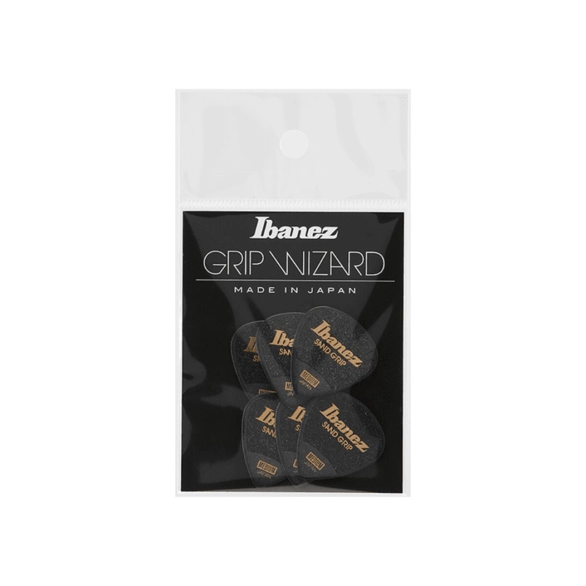 Pua Guitarra Pack Ibanez Grip Wizard Series Sand Grip Pick Black Teardrop 0.8mm 6pcs 