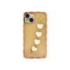 Protector para iPhone 15 diseño corazones color dorado Protector Para Iphone 15 Diseño Corazones Color Dorado