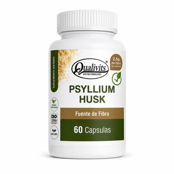 Psyllium Husk | Fibra Natural para la Salud Digestiva | 60 Cápsulas - Qualivits Psyllium Husk | Fibra Natural para la Salud Digestiva | 60 Cápsulas - Qualivits