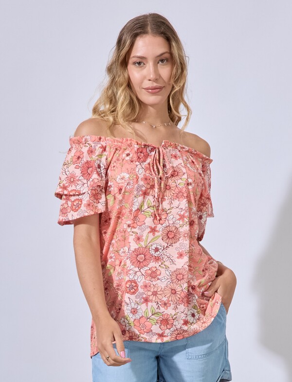 Blusa Flowers CORAL/MULTI