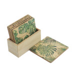 SET X6 POSAVASO CAJA MADERA "HOJA PALMERA". 10X10CM SET X6 POSAVASO CAJA MADERA "HOJA PALMERA". 10X10CM