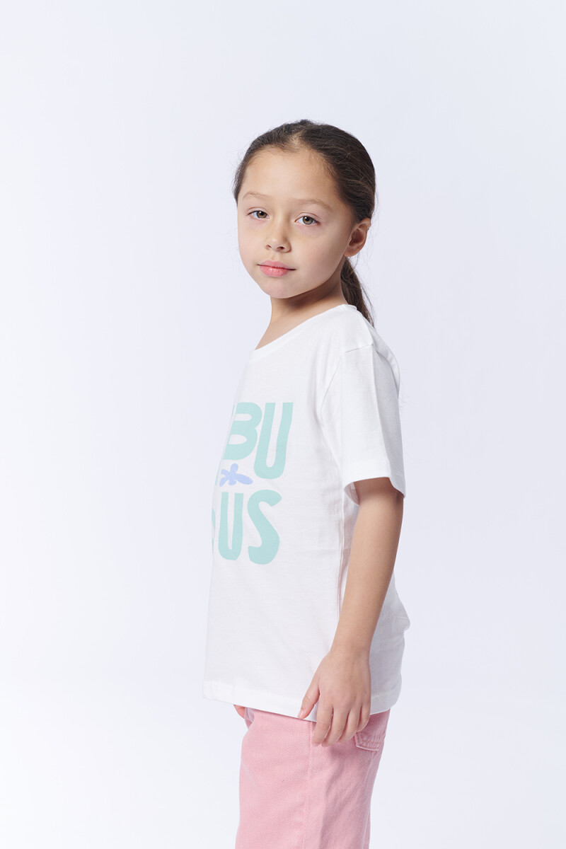 Remera Manga Corta Estampa Fabulous Blanca