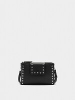 Bolso Bandolera Doble Con Textura Y Tachuelas negro