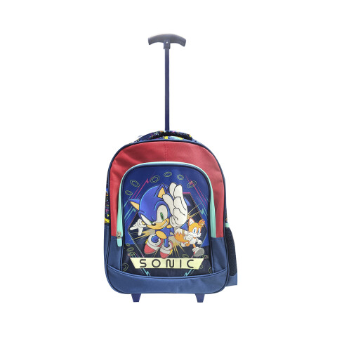 Mochila Infantil Sonic con Carro Jacquard Grande 40 x 30 cm AZUL/ROJO