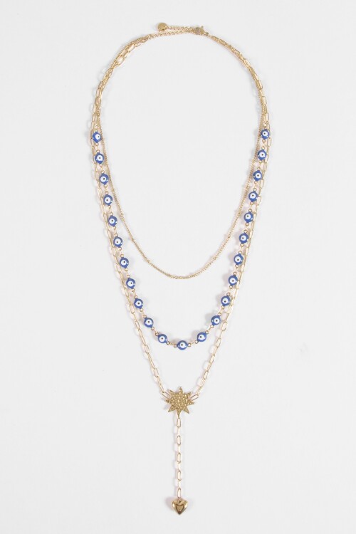 Collar acero ojitos dorado