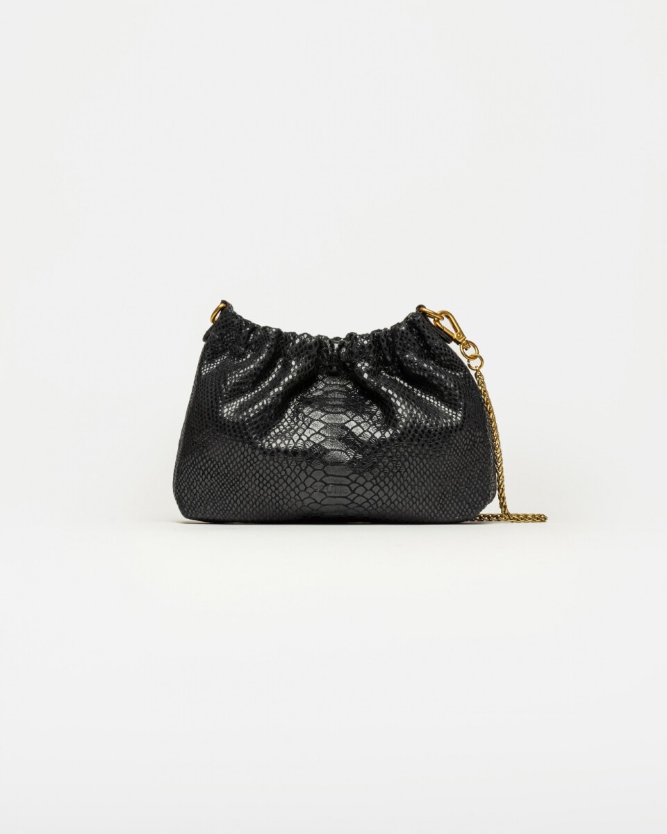 Mini Bag Gina en cuero gamuza anaconda - Negro 