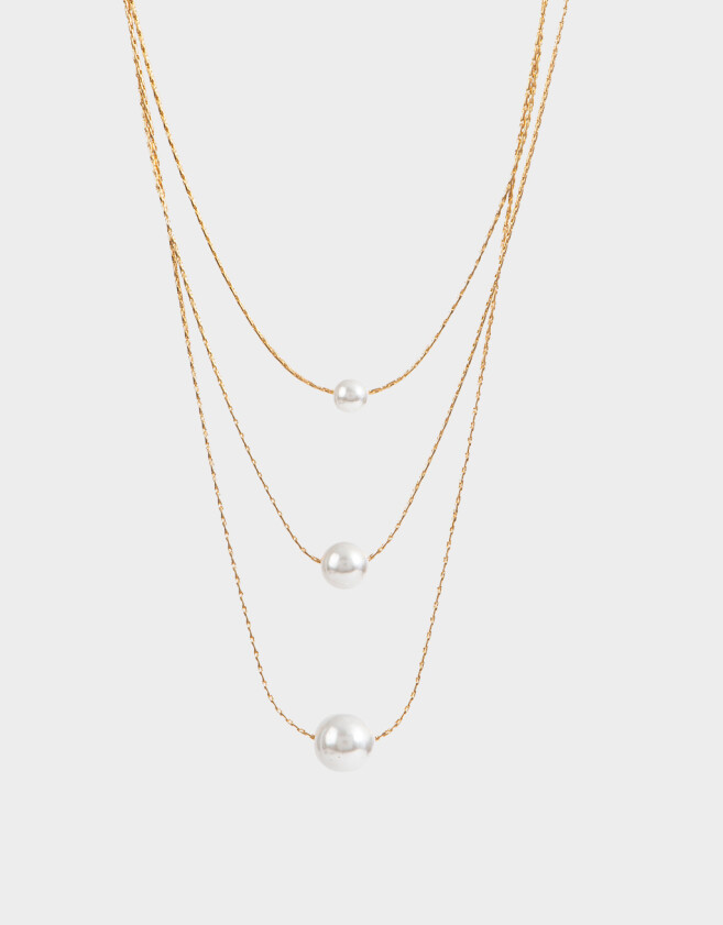 Collares Cortos Con perlas Collar Corto Con Perlas - Dorado