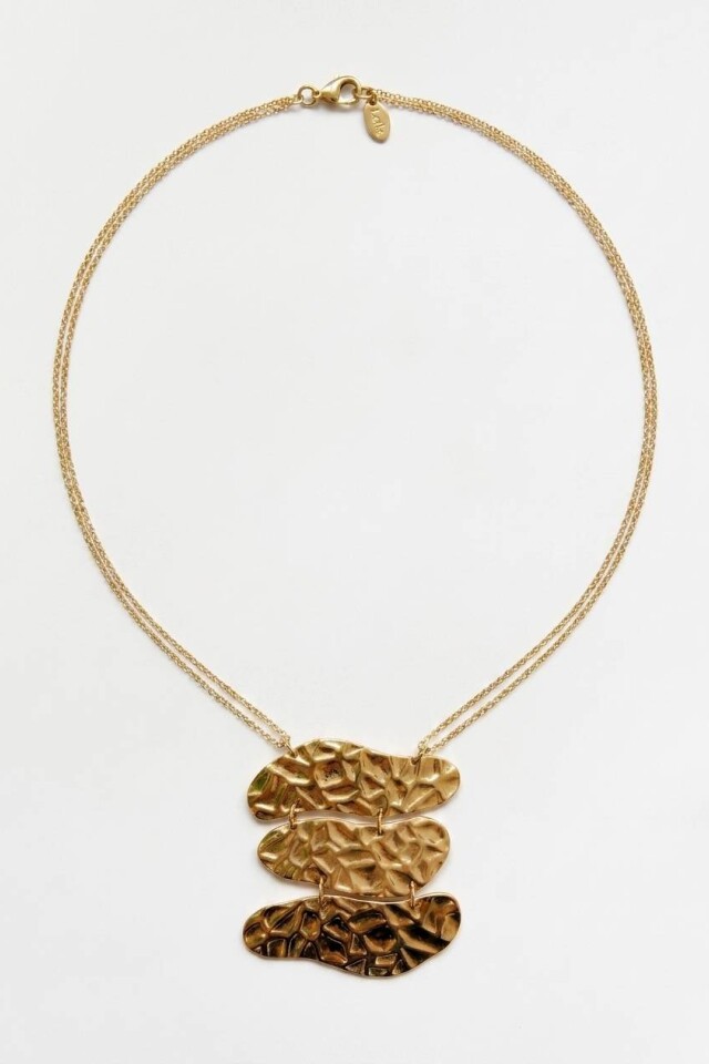 Collar de acero machacado dorado