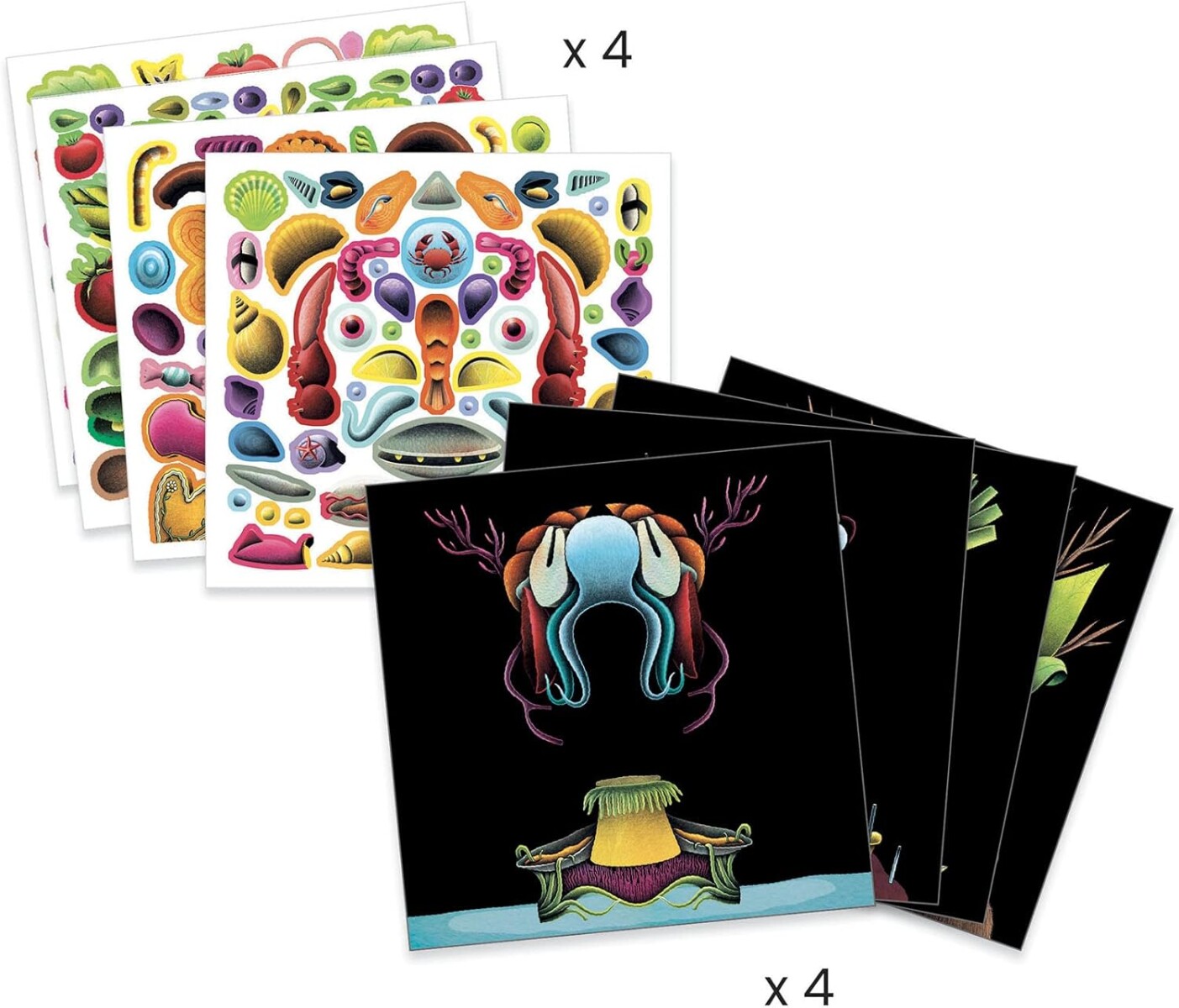 Crear con stickers - Verduras de Primavera Giuseppe Arcimboldo 