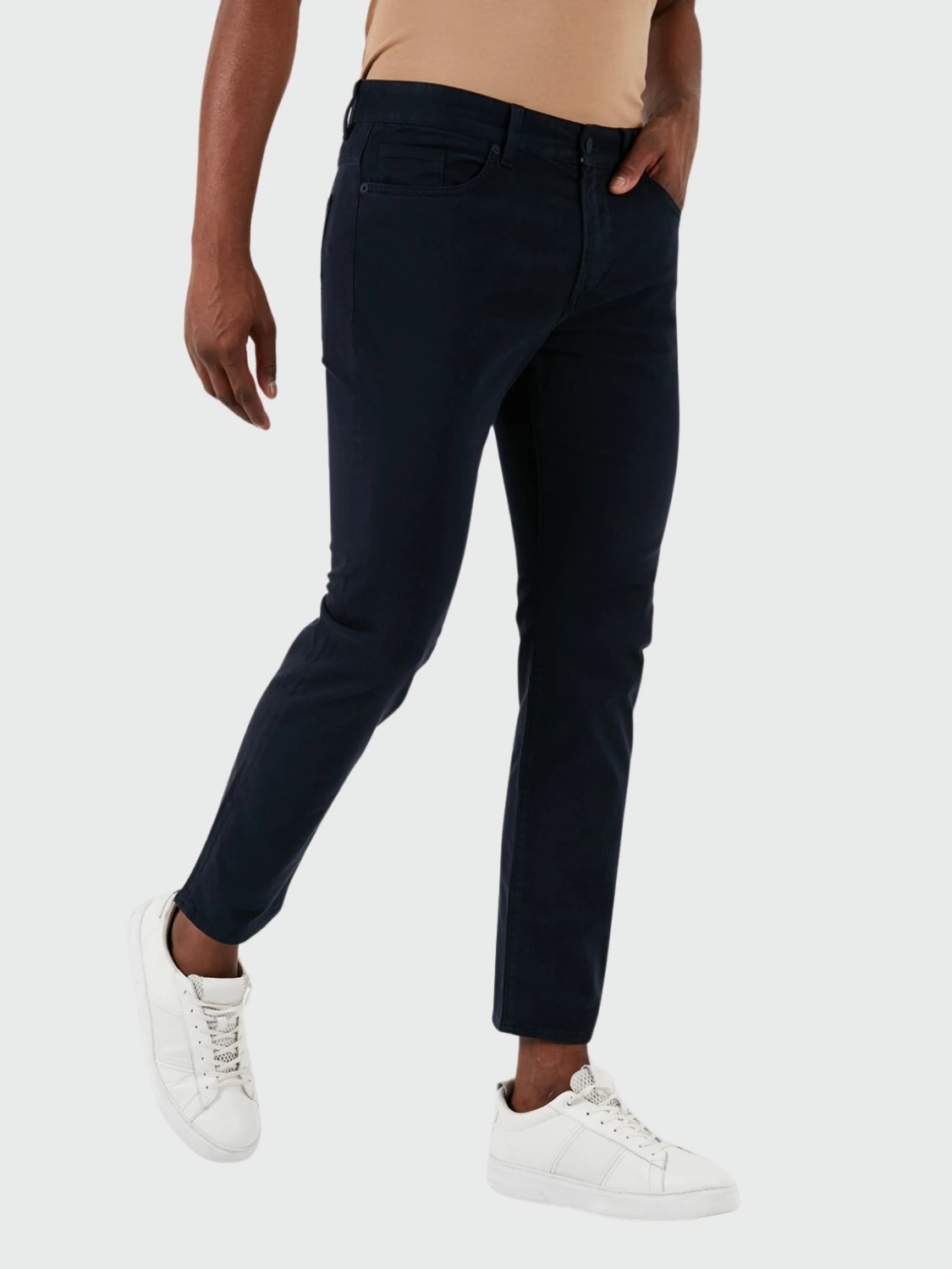 BOSS - Pantalones slim fit en tejido de gabardina de denim elastizado, DELAWARE Azul Oscuro