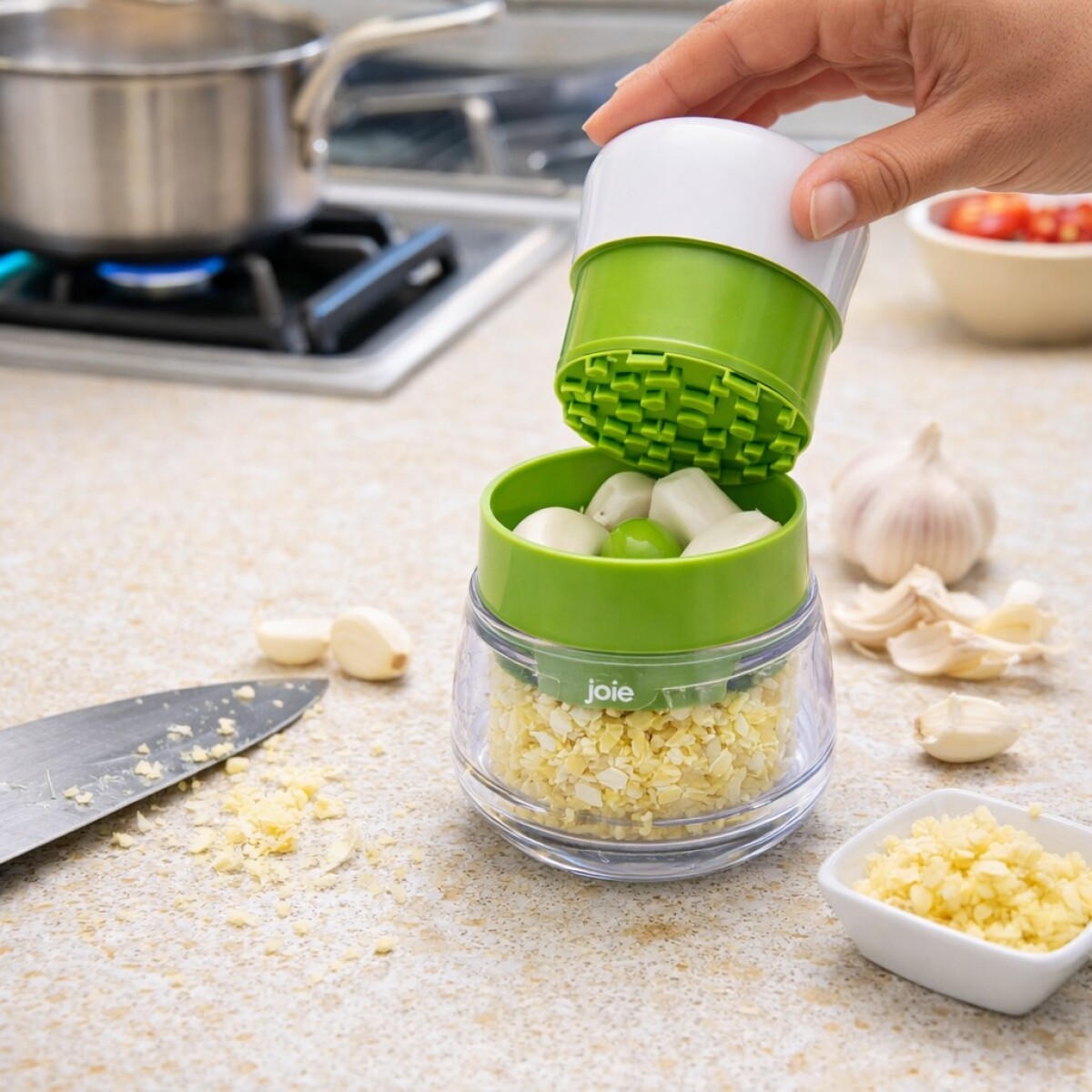 Cortador de Ajo con Contenedor 
