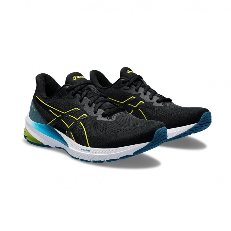 Asics Gt-1000 12 Black/bright Yellow Hombre Negro-amarillo Fluo