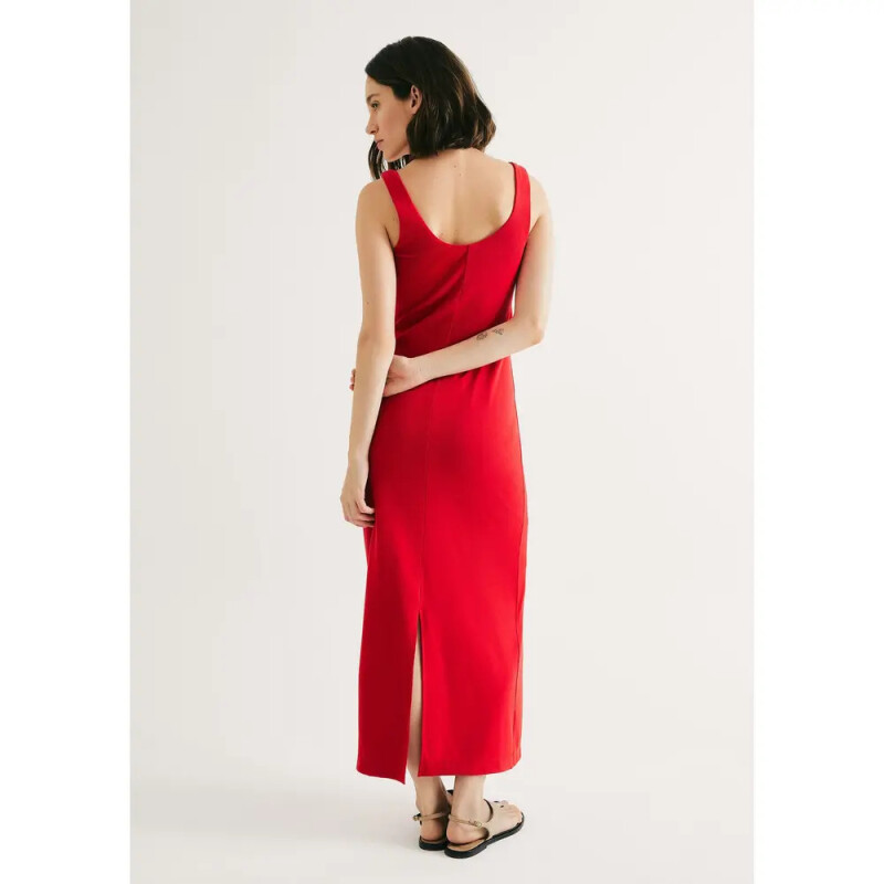 VESTIDO MIDI FEM VERMELHO ESCURO