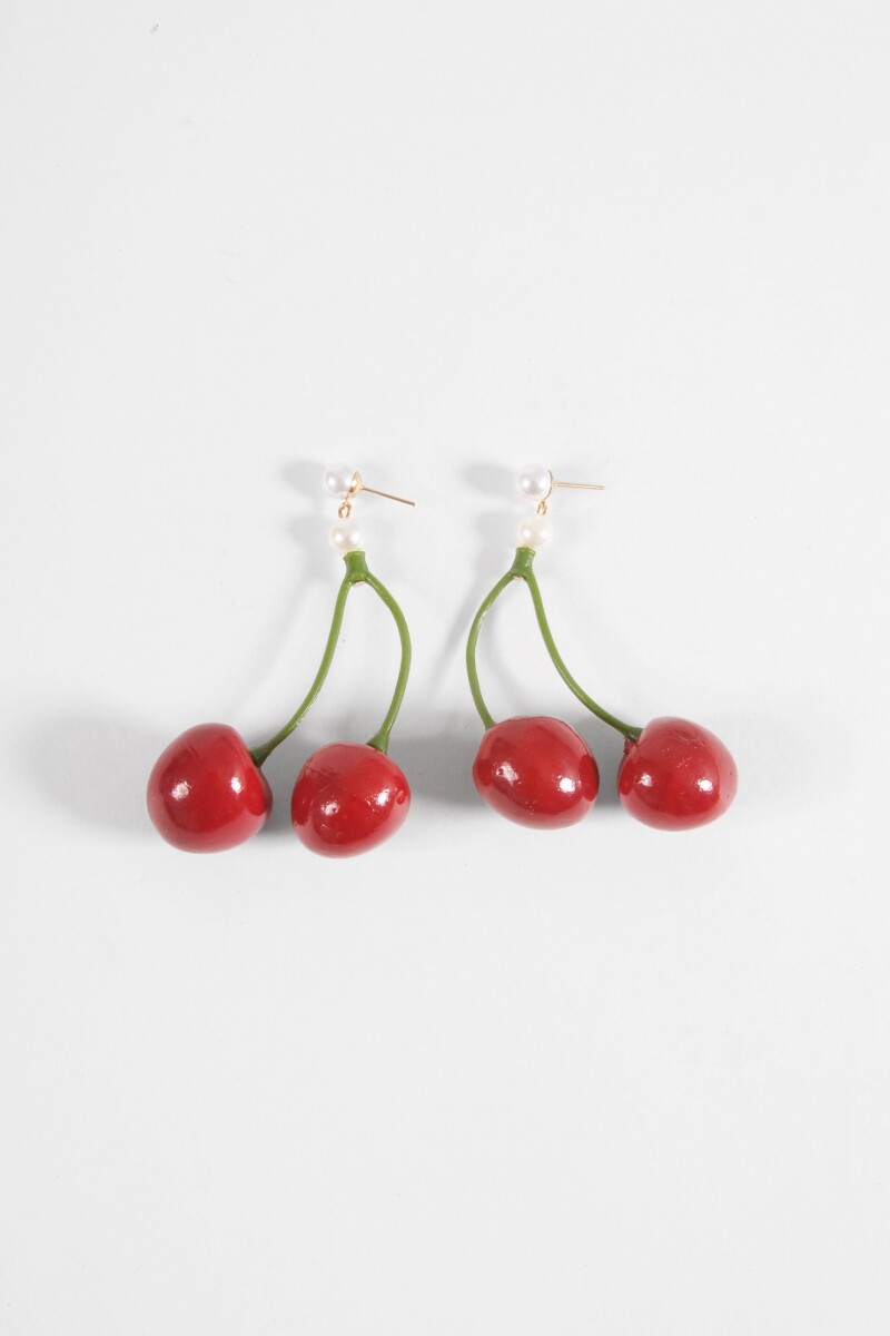 Caravanas cherry con perla cereza