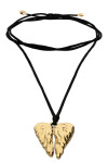 COLLAR LARGO CON HILO DE SEDA CON DETALLE DE ALAS EN ALEACIÓN DE METALES BAÑADO EN ORO 18K Colgante