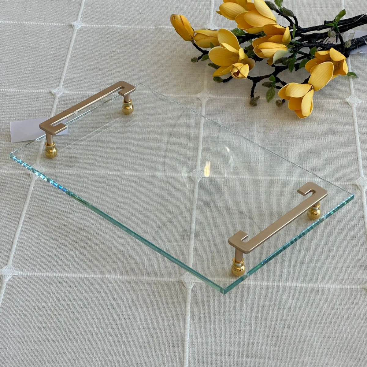 Bandeja Rectangular Decorativa Vidrio Largo 35cm x Ancho 22cm 