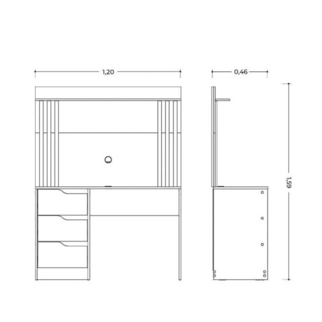Escritorio 3 Cajones con panel para TV Infinite