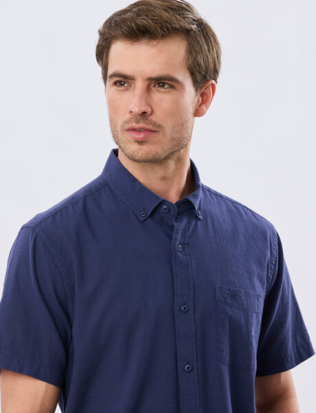 CAMISA LISA DE LINO Azul