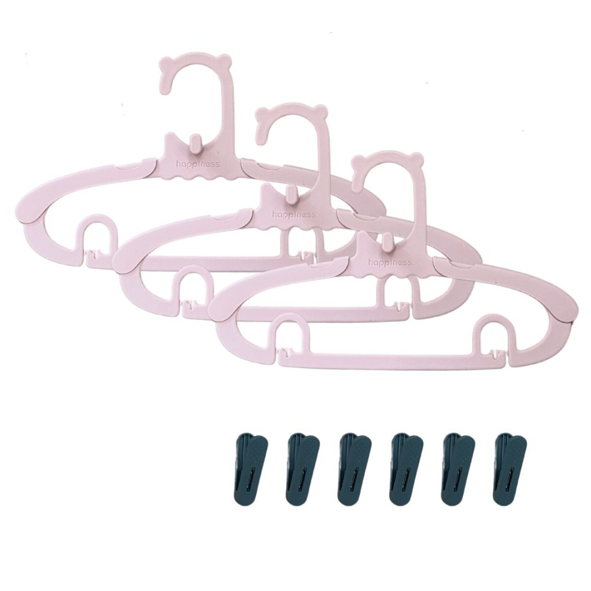 Percha Plástica X3 Colgar Ropa Infantil Bebé Ajustable - Rosa 